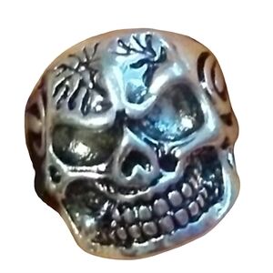 Skull Ring Heavy Metal Silver Big Cigar Smoking Unisex Biker Goth Rock Punk Sz 8
